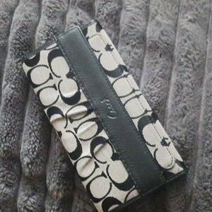 Coach Signature Black and Light Grey Wallet